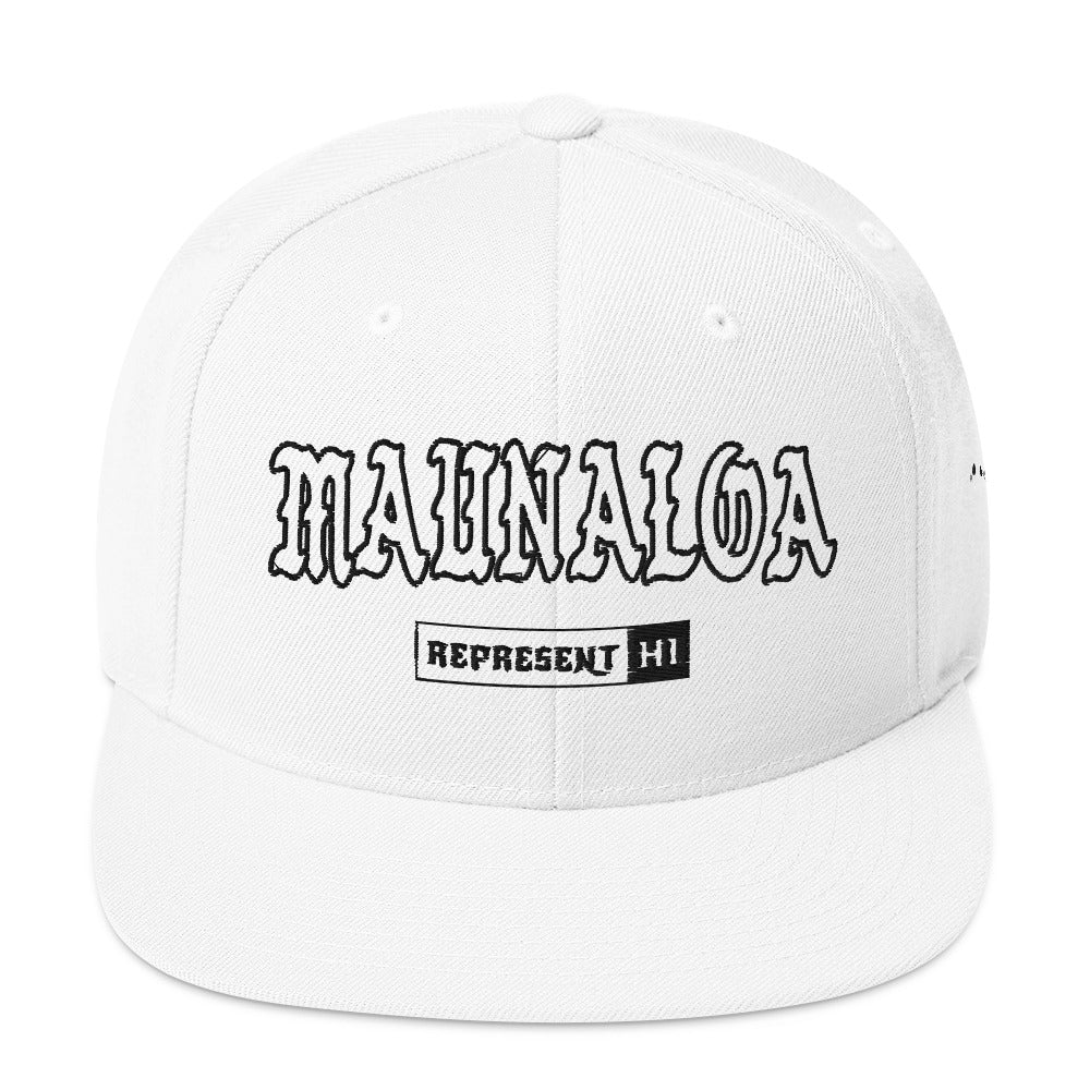 Maunaloa Snapback Hat — White — front view