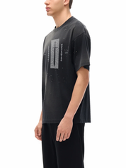 Hand-Frayed Savage Sunfade Paint Splatter T-Shirt