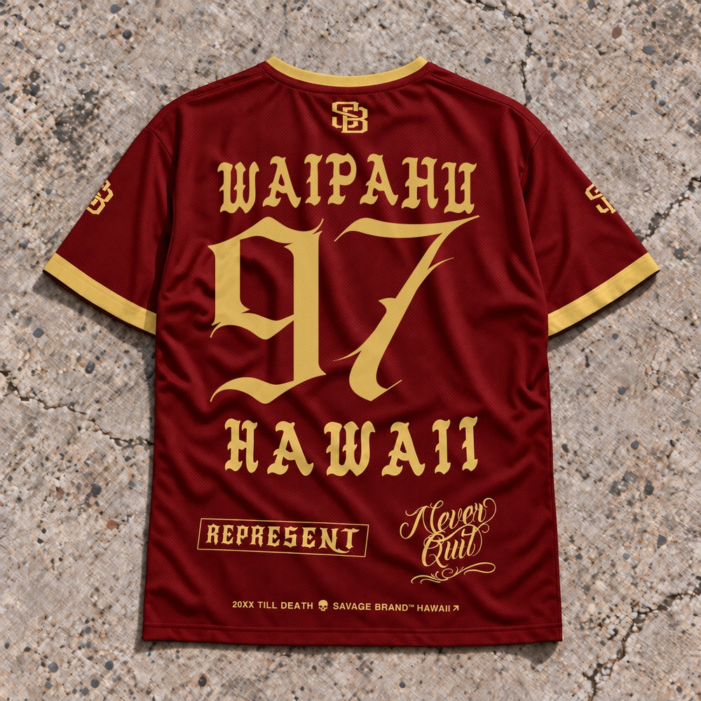 Waipahu 97 Short-Sleeve Jersey Red &amp; Gold - Back