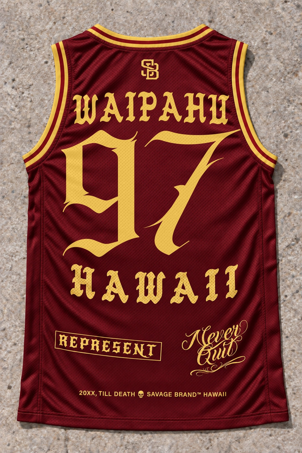 Waipahu 97 Jersey Tank Red &amp; Gold - Back