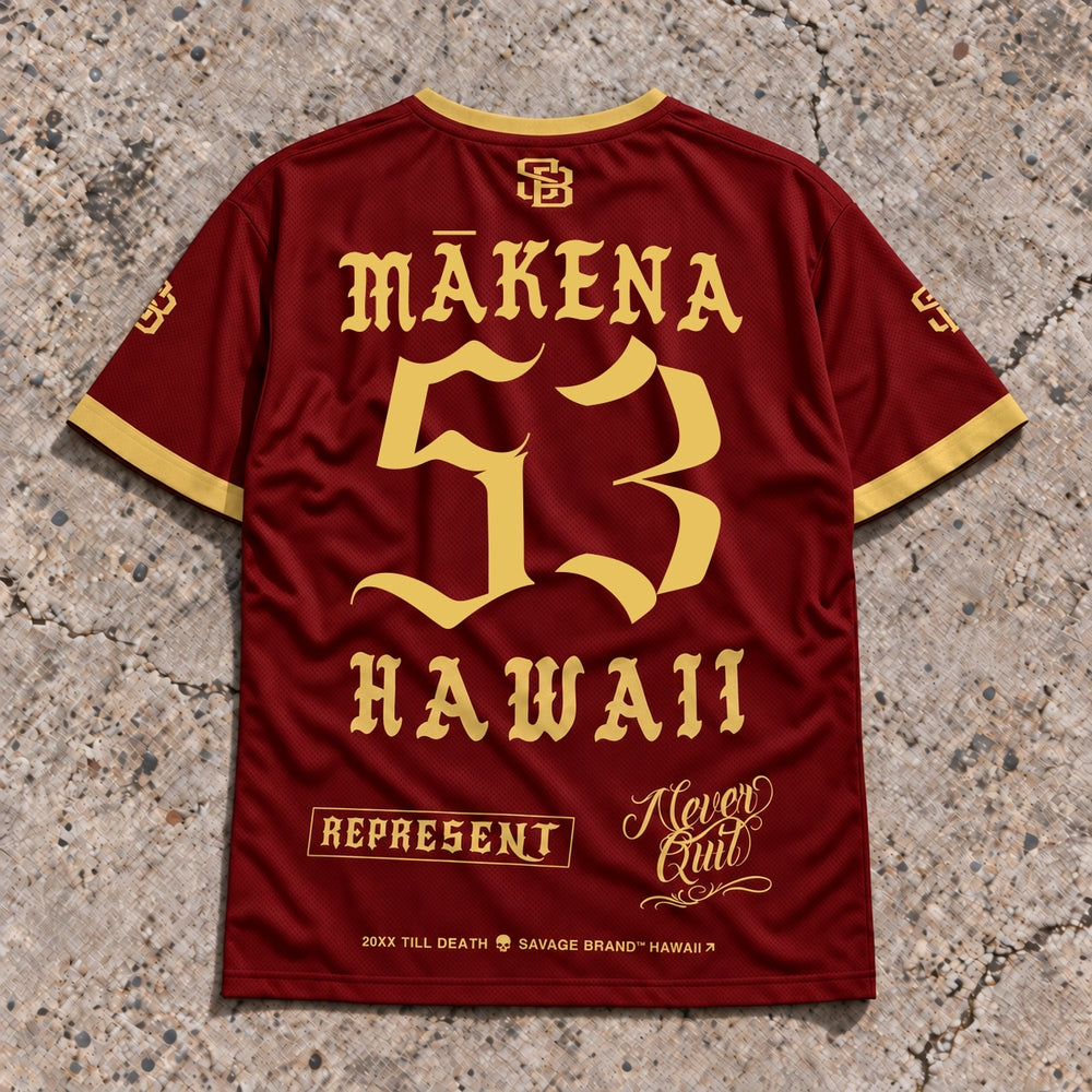 Mākena 53 Short-Sleeve Jersey — Red & Gold — back view