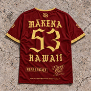 Mākena 53 Short-Sleeve Jersey — Red & Gold — back view