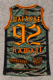 Waianae 92 Jersey Tank — Camo Orange — Back flat lay
