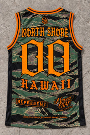 North Shore 00 Jersey Tank — Camo Orange — Back flat lay
