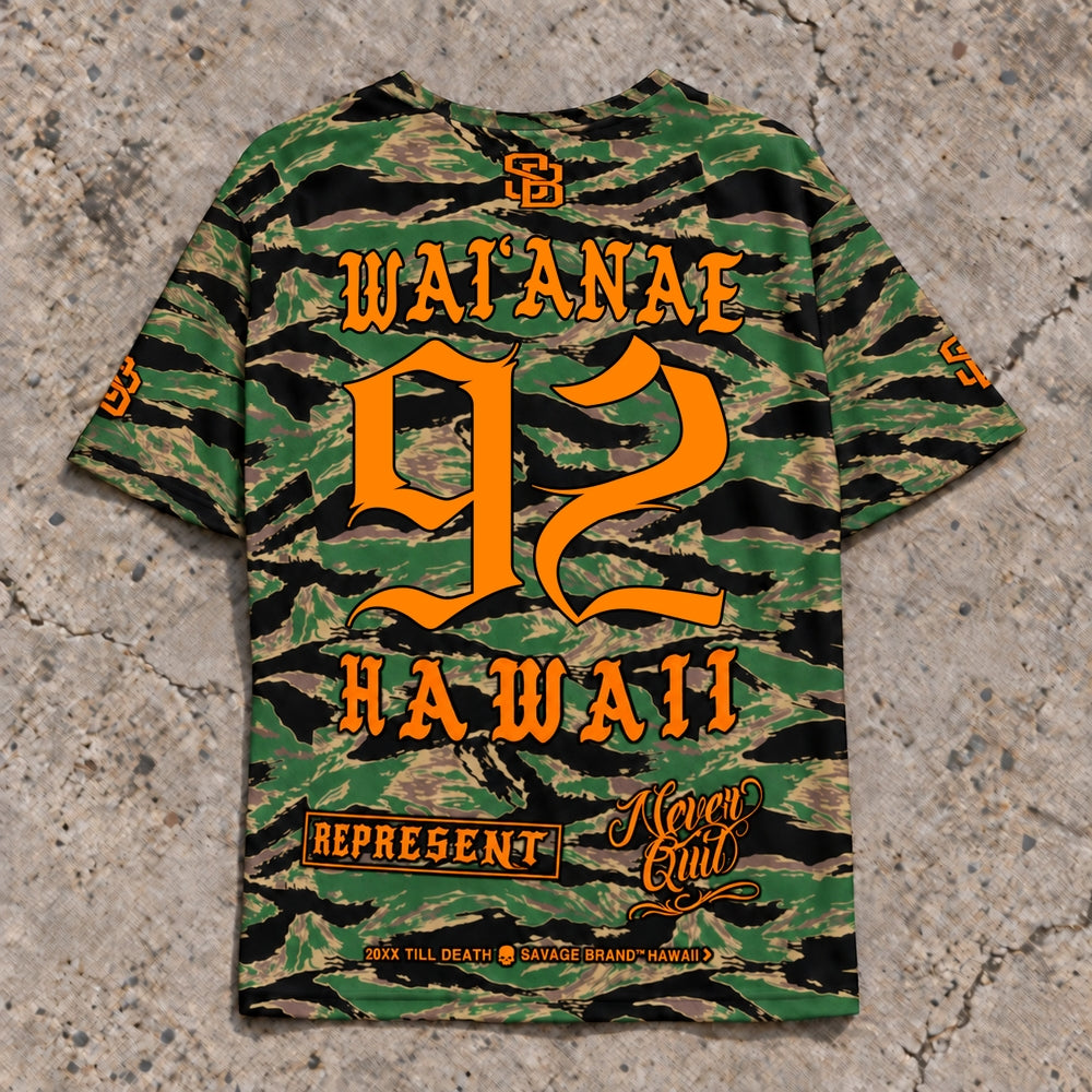 Waianae 92 Short-Sleeve Jersey — Camo Orange — Back flat lay