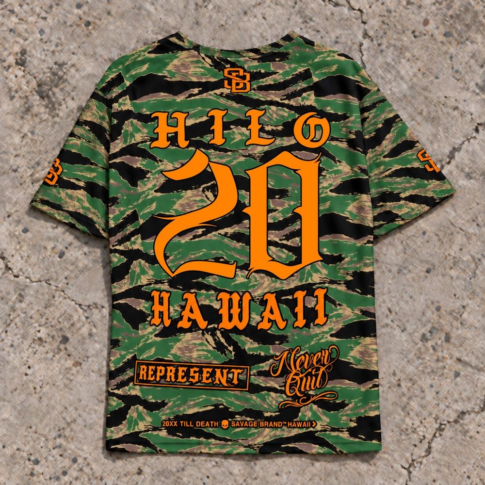 Hilo 20 Short-Sleeve Jersey — Camo Orange — Back flat lay