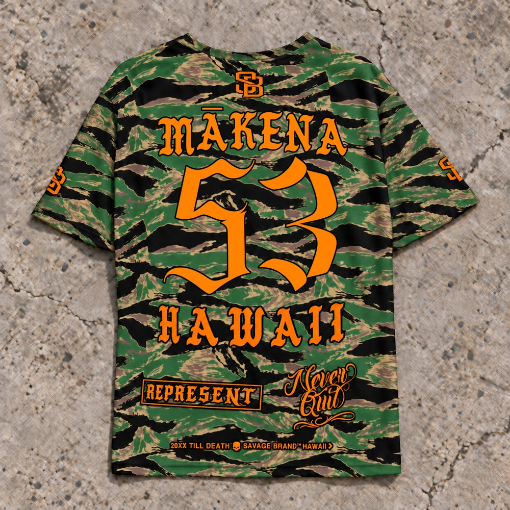 Mākena 53 Short-Sleeve Jersey — Camo Orange — back view