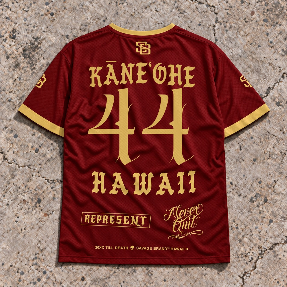 Kaneohe 44 Short-Sleeve Jersey Red &amp; Gold - Back