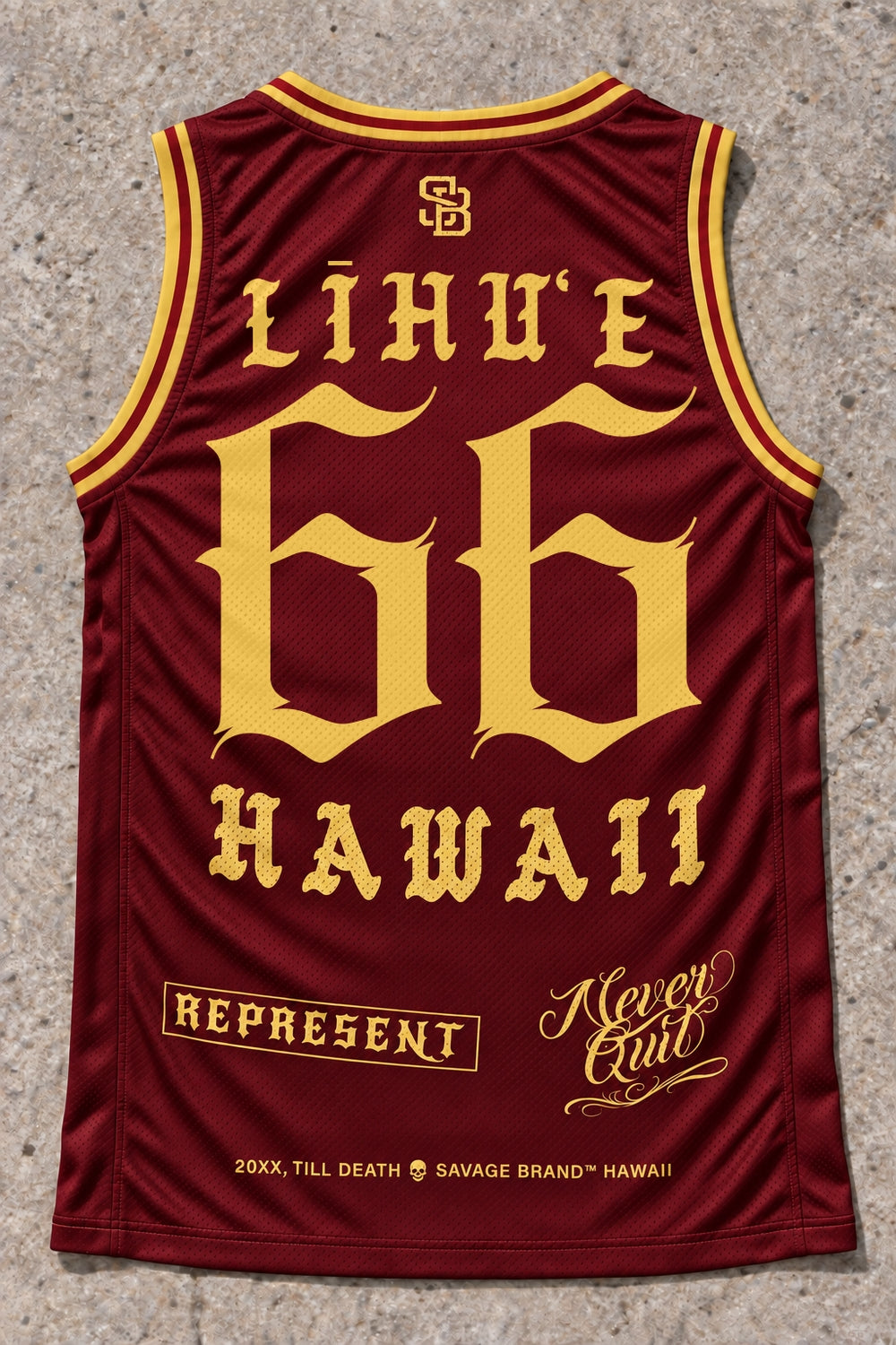 Lihue 66 Jersey Tank Red &amp; Gold - Back