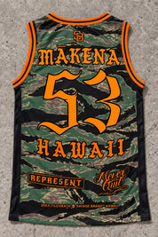 Mākena Camo Orange tank — back view