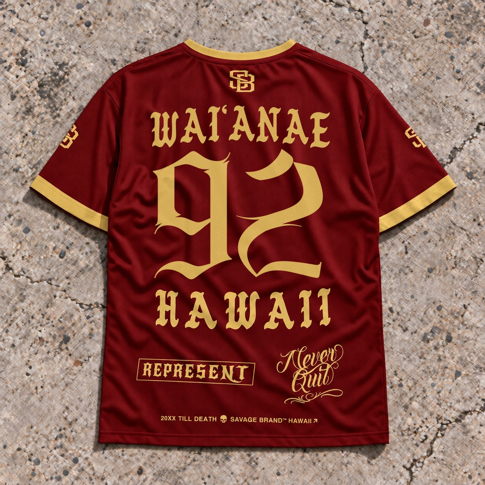Waianae 92 Short-Sleeve Jersey Red &amp; Gold - Back