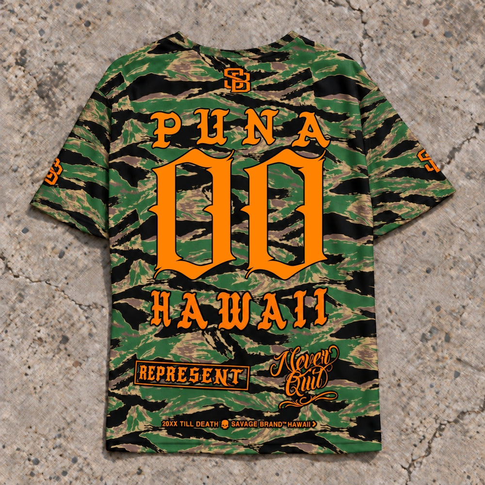 Puna 00 Short-Sleeve Jersey — Camo Orange — Back flat lay