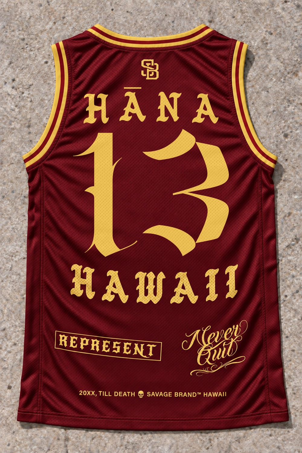 Hana 13 Jersey Tank Red &amp; Gold - Back