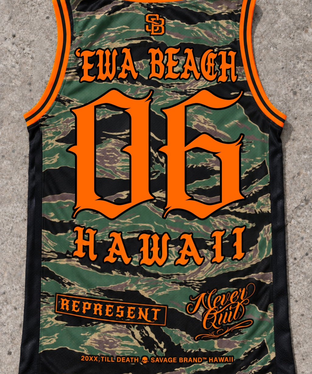 ʻEwa Beach Camo Orange tank — back view