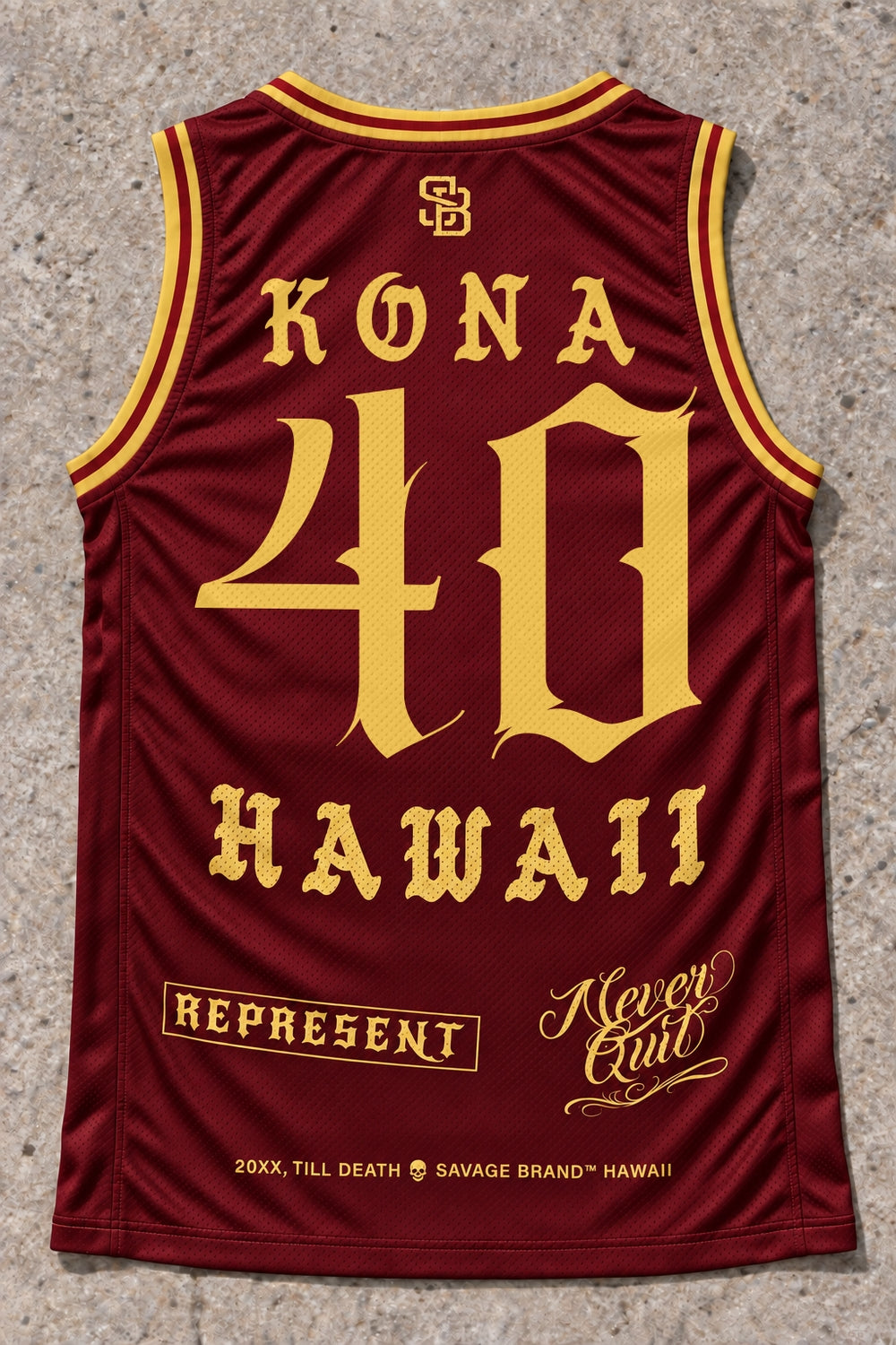 Kona 40 Jersey Tank Red &amp; Gold - Back