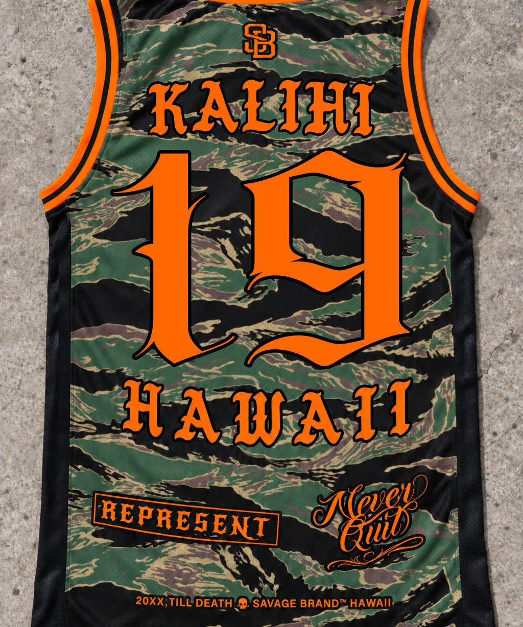 Kalihi Camo Orange tank — back view