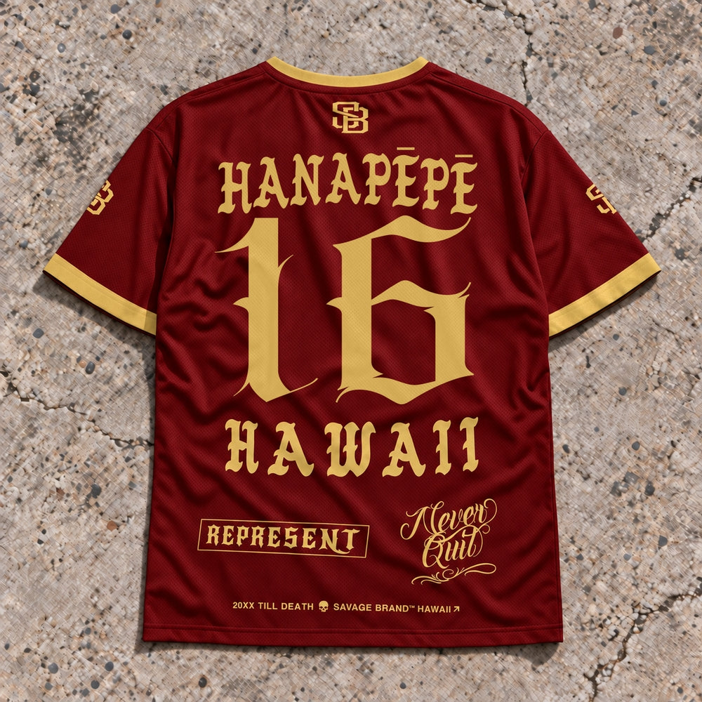 Hanapepe 16 Short-Sleeve Jersey Red &amp; Gold - Back
