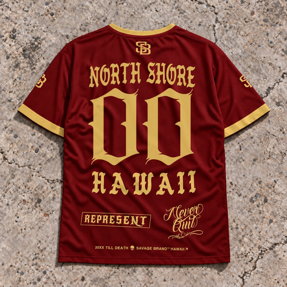North Shore 00 Short-Sleeve Jersey Red & Gold - Back